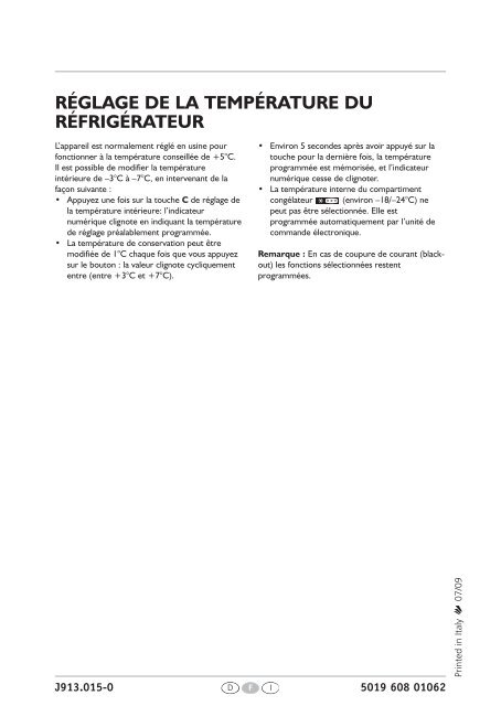 KitchenAid 914.1.10 - Refrigerator - 914.1.10 - Refrigerator EUR (855163016030) Scheda programmi