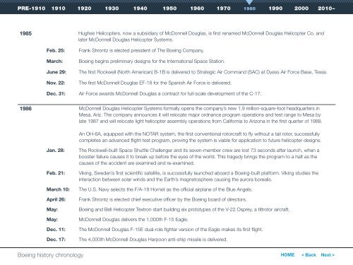 Boeing history chronology