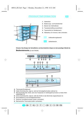 KitchenAid 403633 - Freezer - 403633 - Freezer DE (850728822020) Scheda programmi