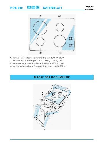 KitchenAid 500 270 64 - Hob - 500 270 64 - Hob DE (852754901000) Scheda programmi