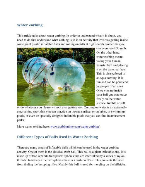 Water-Zorbing-Article