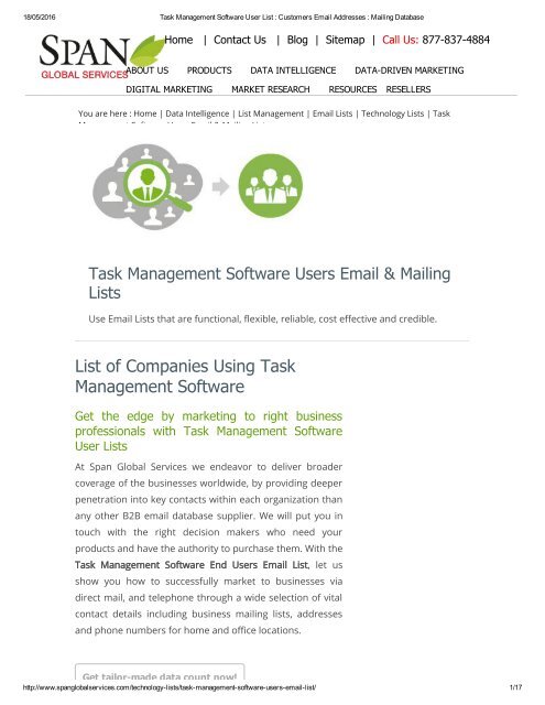 Task Management Software Clients’ List we provide is all inclusive and comprehensive marketing platform