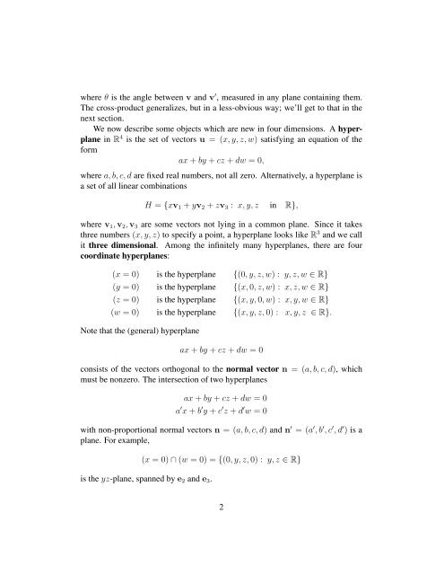 Chapter 18. Introduction to Four Dimensions Linear algebra in four ...