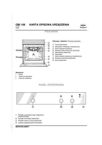 KitchenAid OBI 106 S - Oven - OBI 106 S - Oven PL (854147601020) Scheda programmi