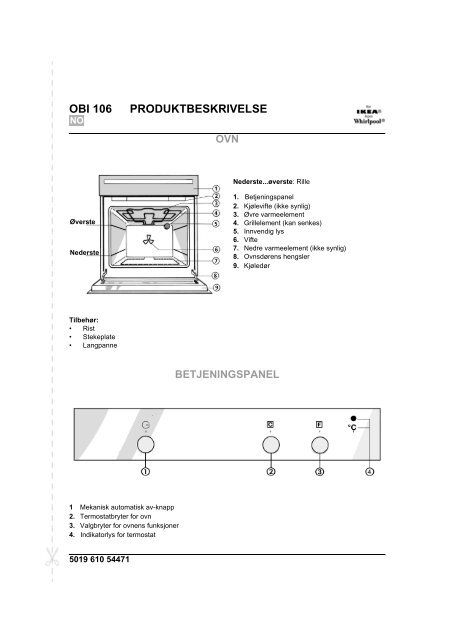 KitchenAid OBI 106 S - Oven - OBI 106 S - Oven NO (854147601020) Scheda programmi
