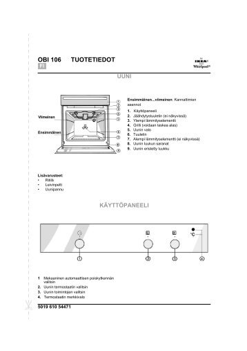 KitchenAid OBI 106 S - Oven - OBI 106 S - Oven FI (854147601020) Scheda programmi
