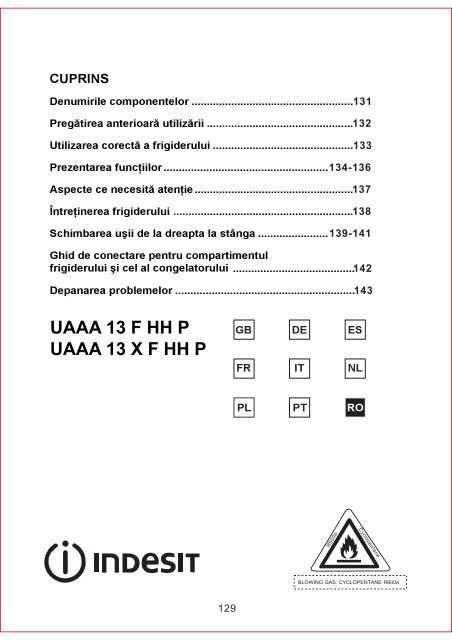 KitchenAid UAAA 13 F HH P - Freezer - UAAA 13 F HH P - Freezer RO (F084991) Istruzioni per l'Uso