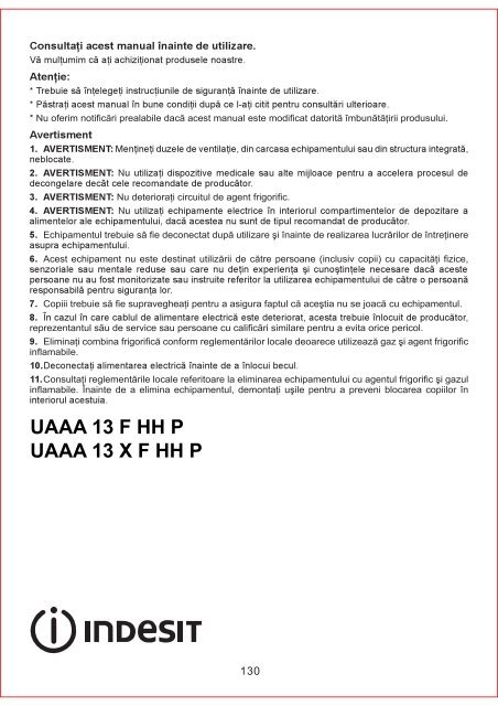KitchenAid UAAA 13 F HH P - Freezer - UAAA 13 F HH P - Freezer EN (F084991) Istruzioni per l'Uso