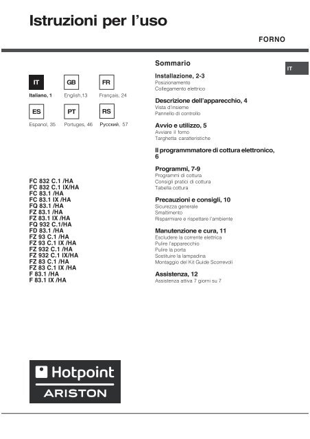 KitchenAid F 83.1 IX /HA - Oven - F 83.1 IX /HA - Oven IT (F058889) Istruzioni per l'Uso