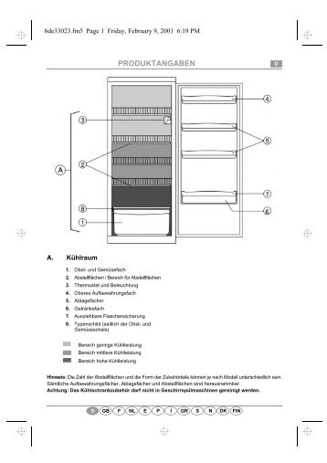 KitchenAid 403.316 - Refrigerator - 403.316 - Refrigerator DE (853916922000) Scheda programmi