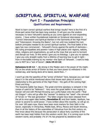 Scriptural Spiritual Warfare Part I