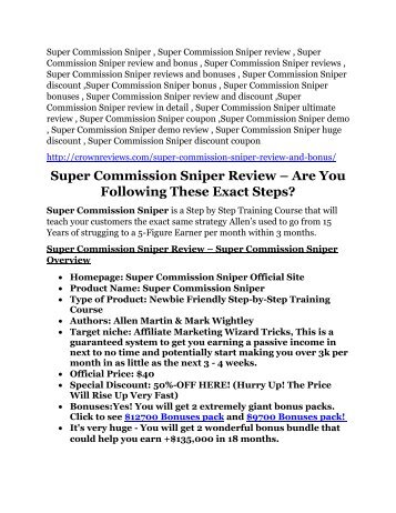 Super Commission Sniper review & huge $23800 bonuses