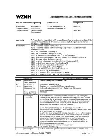 Adviescommissies voor ruimtelijke kwaliteit - Gemeente Bloemendaal