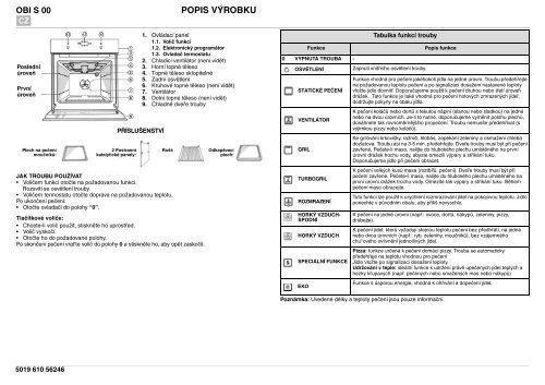 KitchenAid 700 947 31 - Oven - 700 947 31 - Oven CS (857917301010) Scheda programmi