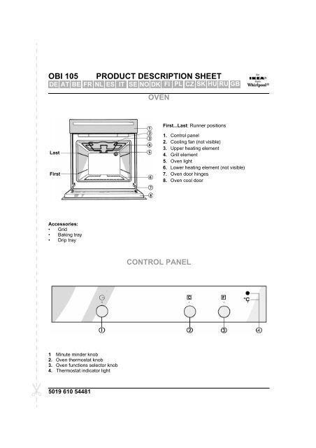 KitchenAid OBI 105 S - Oven - OBI 105 S - Oven EN (854147301030) Scheda programmi