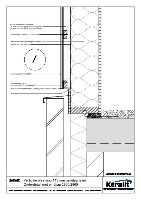 Verticale plaatsing 143 mm gevelpanelen Onderdetail met ... - Keralit