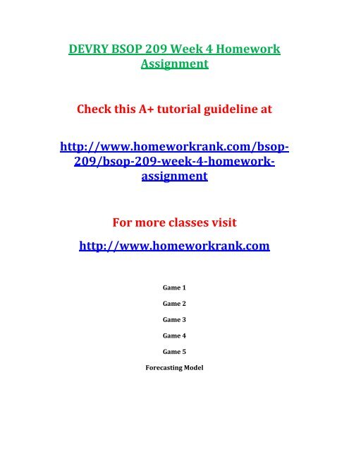 DEVRY BSOP 209 Week 4 Homework Assignment