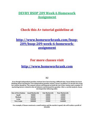 DEVRY BSOP 209 Week 6 Homework Assignment