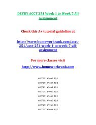 DEVRY ACCT 251 Week 1 to Week 7 All Assignment