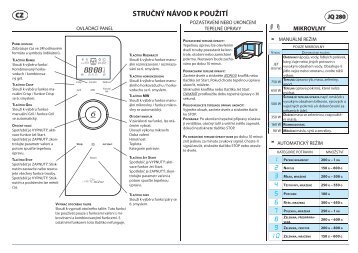 KitchenAid JQ 280 WH - Microwave - JQ 280 WH - Microwave CS (858728099290) Scheda programmi