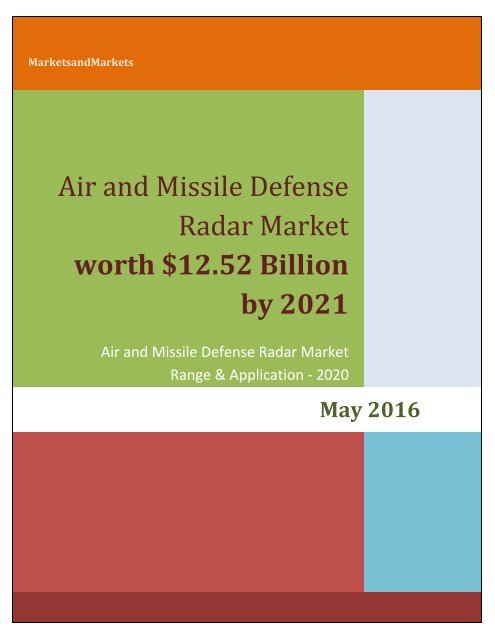Air and Missile Defense Radar Market Worth 12.52 Billion USD by 2021