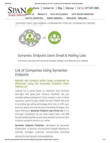 We provide our clients with the most reliable Symantec Endpoint End Users Email List