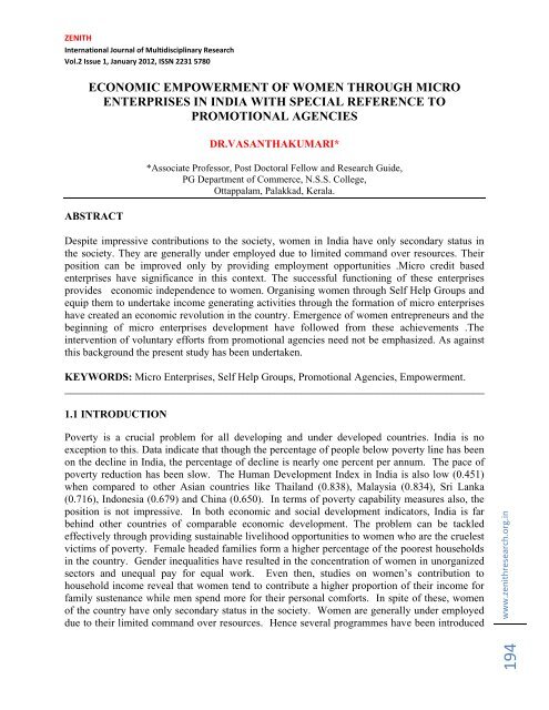 economic empowerment of women through micro enterprises in