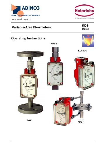 Variable-Area Flowmeters KDS BGK Operating ... - Adinco bv