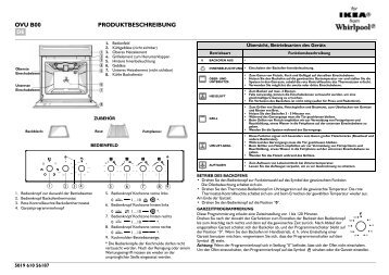 KitchenAid 501 230 13 - Oven - 501 230 13 - Oven DE (857921501010) Scheda programmi