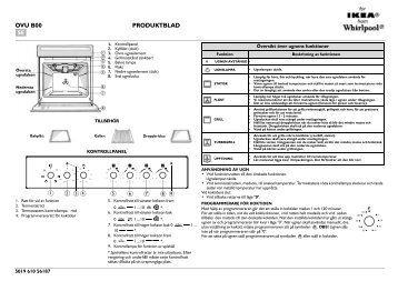 KitchenAid 501 230 13 - Oven - 501 230 13 - Oven SV (857921501010) Scheda programmi