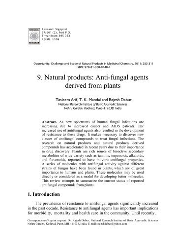 9. Natural products: Anti-fungal agents derived from plants