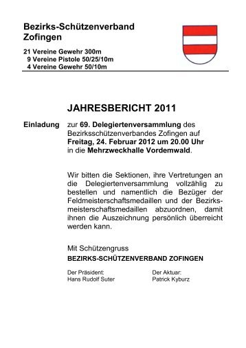 JAHRESBERICHT 2011 - BSV Zofingen