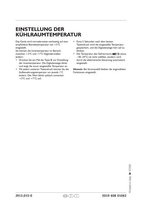 KitchenAid 914.1.00 - Refrigerator - 914.1.00 - Refrigerator  (855163016040) Scheda programmi