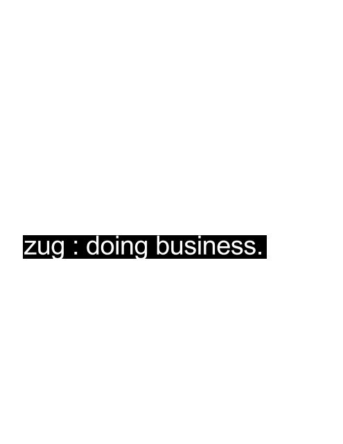 zug : doing business. - Swiss Registry Consulting