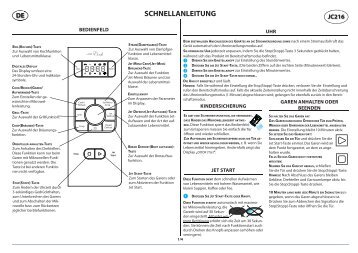 KitchenAid JC 216 BL - Microwave - JC 216 BL - Microwave DE (858721699490) Scheda programmi