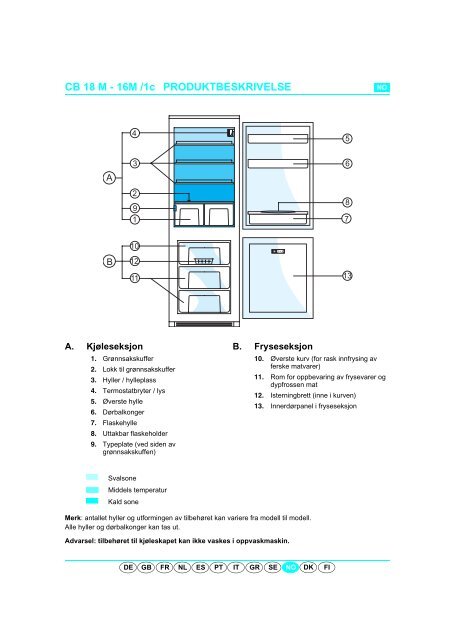 KitchenAid A 300 A - Fridge/freezer combination - A 300 A - Fridge/freezer combination NO (853976212000) Scheda programmi