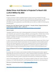 Global Dimer Acid Market to 2022 Size,Share,Growth, Trends and Forecast,By Credence Research