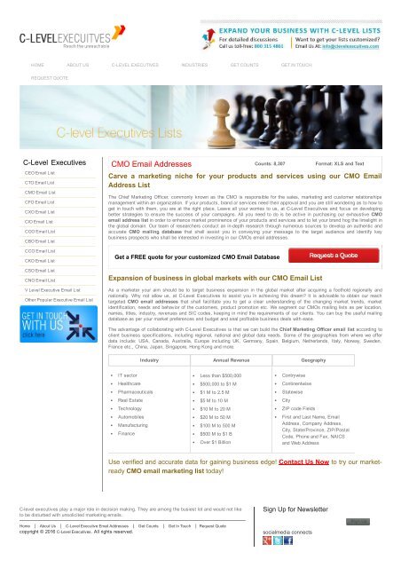 CMO Email Addresses |CMO Email List | CMO Mailing Addresses