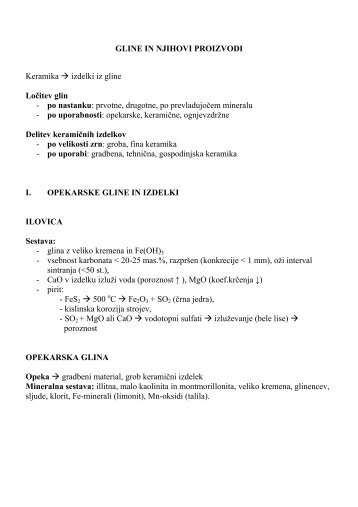 GLINE IN NJIHOVI PROIZVODI Keramika → izdelki iz ... - Student Info