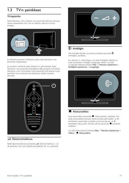 Philips T&eacute;l&eacute;viseur LED - Mode d&rsquo;emploi - FIN