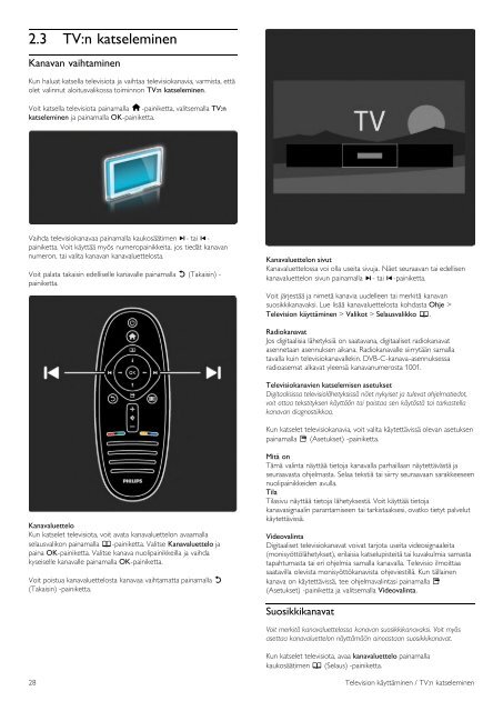 Philips T&eacute;l&eacute;viseur LED - Mode d&rsquo;emploi - FIN