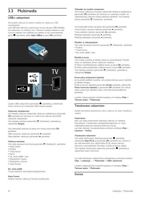 Philips T&eacute;l&eacute;viseur LED - Mode d&rsquo;emploi - FIN