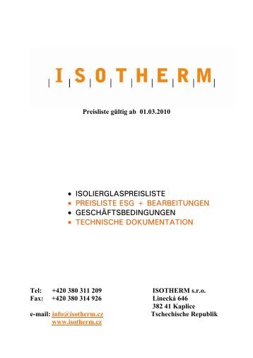 Montagebedingungen der Isoliergläser - ISOTHERM sro