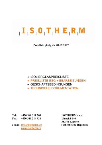 Montagebedingungen der Isoliergläser - ISOTHERM sro