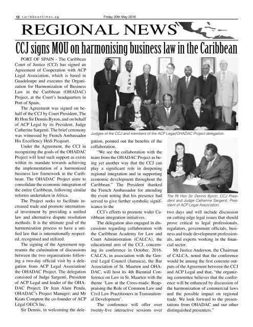 Caribbean Times 12th Issue - Friday 20th May 2016