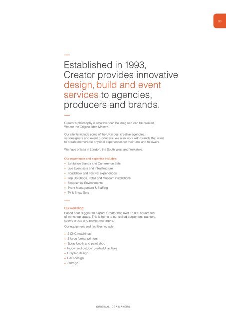 design build and event services to agencies producers and brands