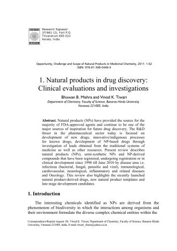 1. Natural products in drug discovery: Clinical evaluations and ...