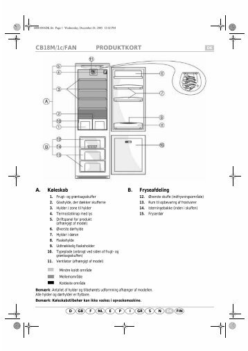 KitchenAid C 159/95 - Fridge/freezer combination - C 159/95 - Fridge/freezer combination DA (853975815000) Scheda programmi