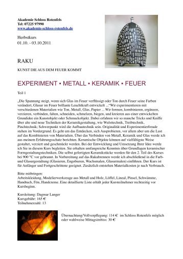 EXPERIMENT METALL KERAMIK FEUER - Dagmar Langer Keramik