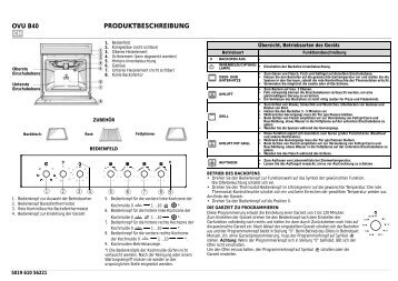 KitchenAid 801 230 16 - Oven - 801 230 16 - Oven DE (857921516010) Scheda programmi